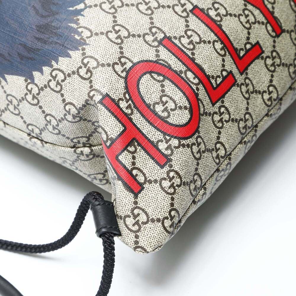 Gucci GG Supreme Drawstring Wolf Backpack, Brown,… - image 5